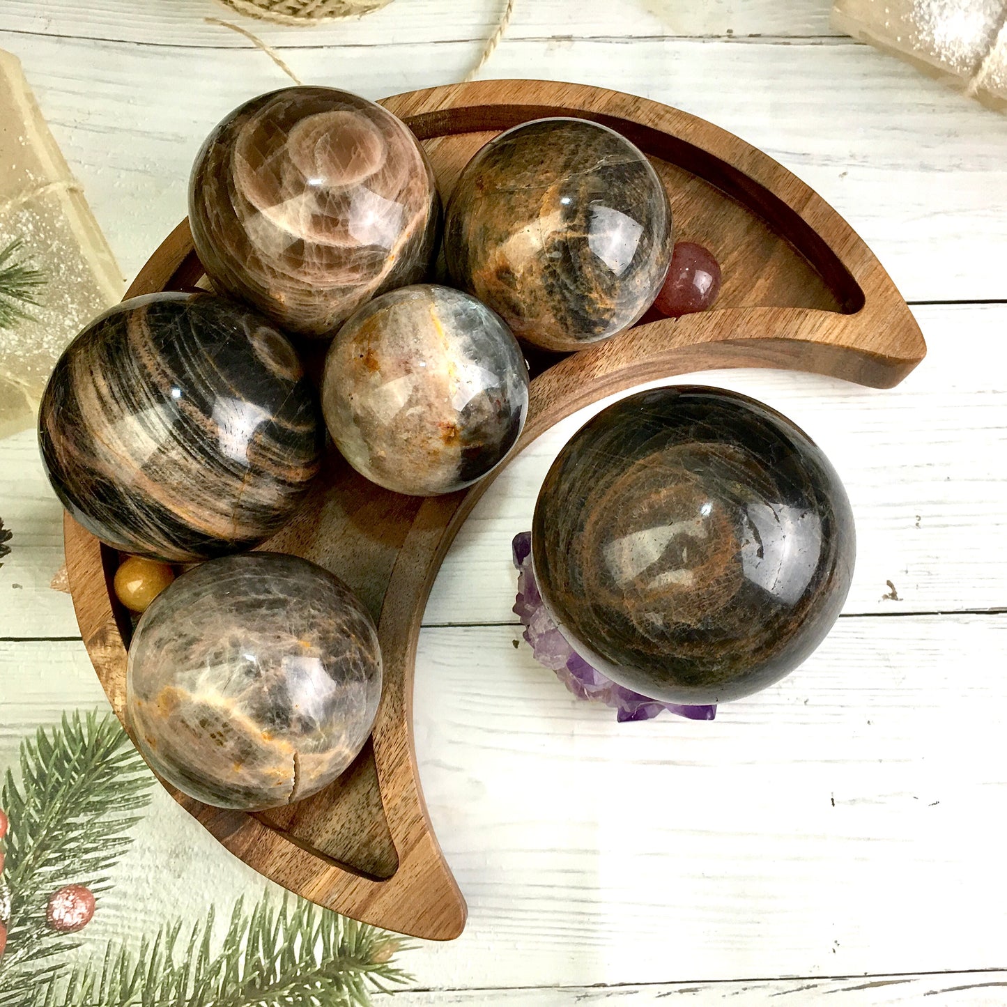 Wholesale natural quartz black moonstone sphere for decoration 1kg