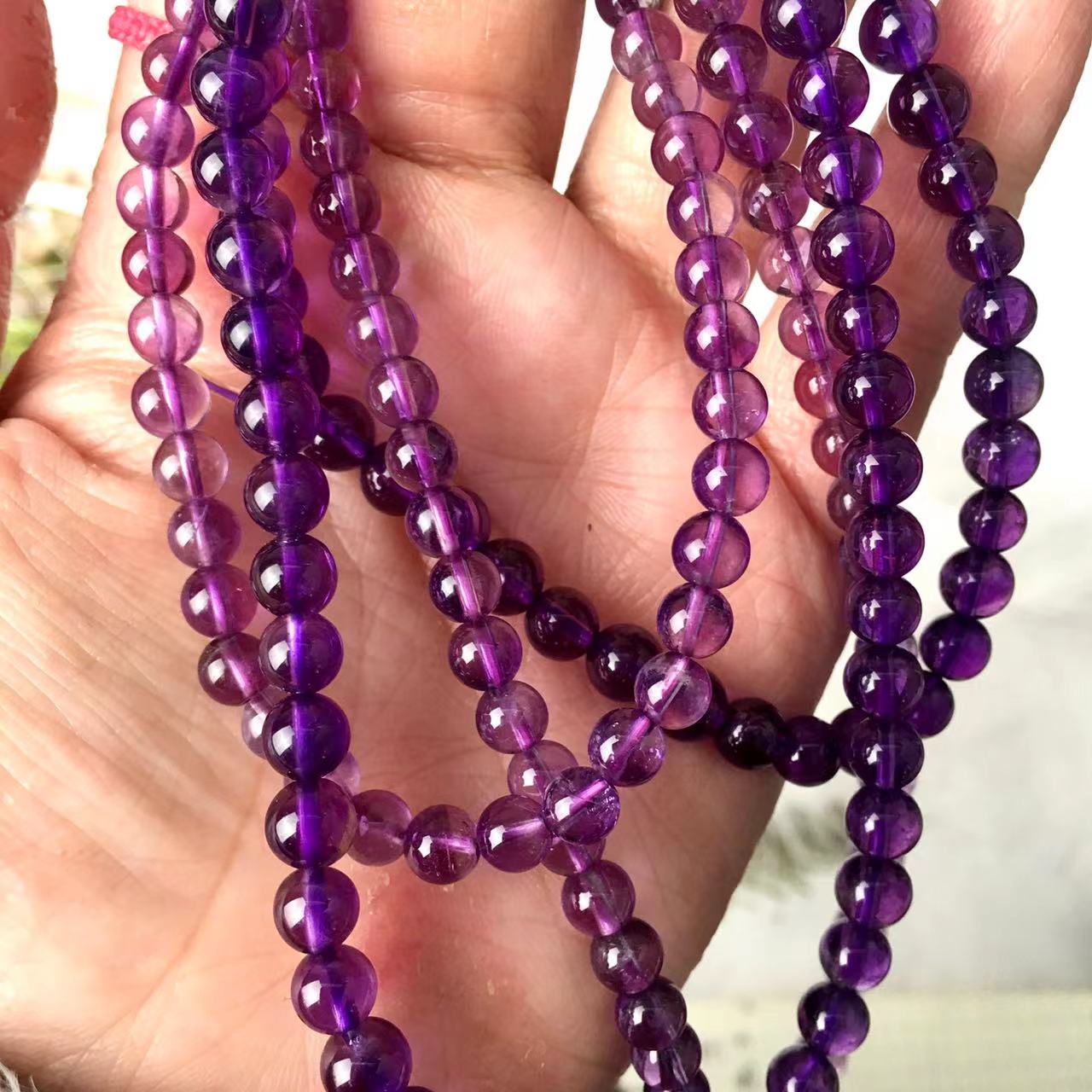 5mm Natural Amethyst Crystal Energy Stone Elastic Stretchable Amethyst Beads mutil turn Bracelet