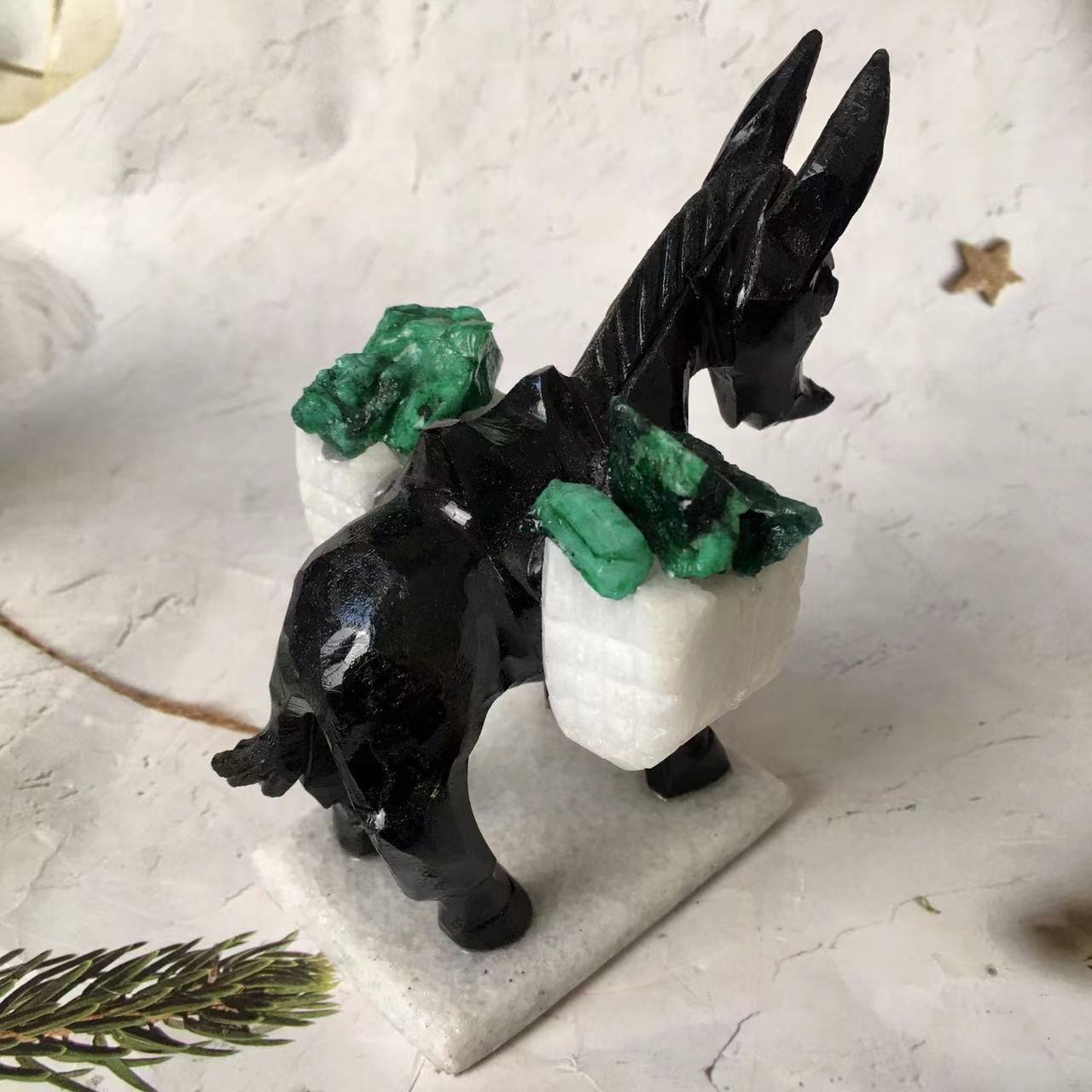 Wholesale Natural Crystal High Quality Black Obsidian donkey for gifts Ornament