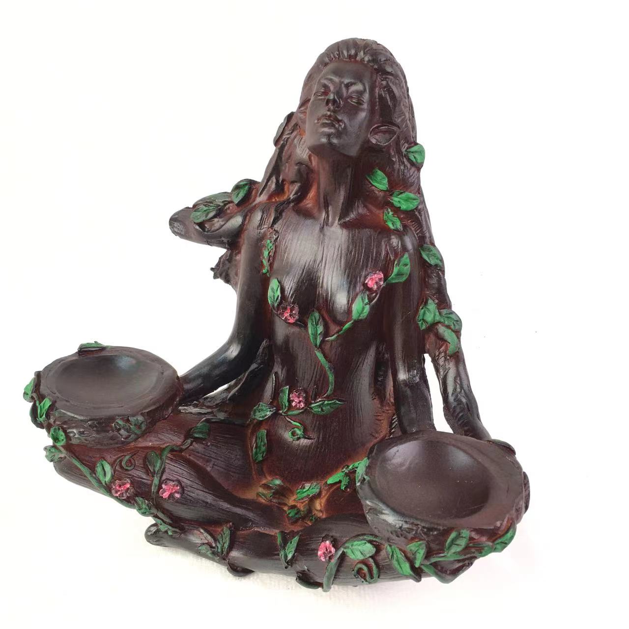 Wholesale high quality Mother Earth carving resin crystal ball display base sphere stand