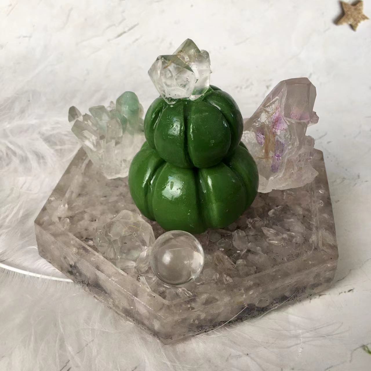 Natural healing crystals gravel chip carving epoxy resin crystal crafts crystal Potted plant