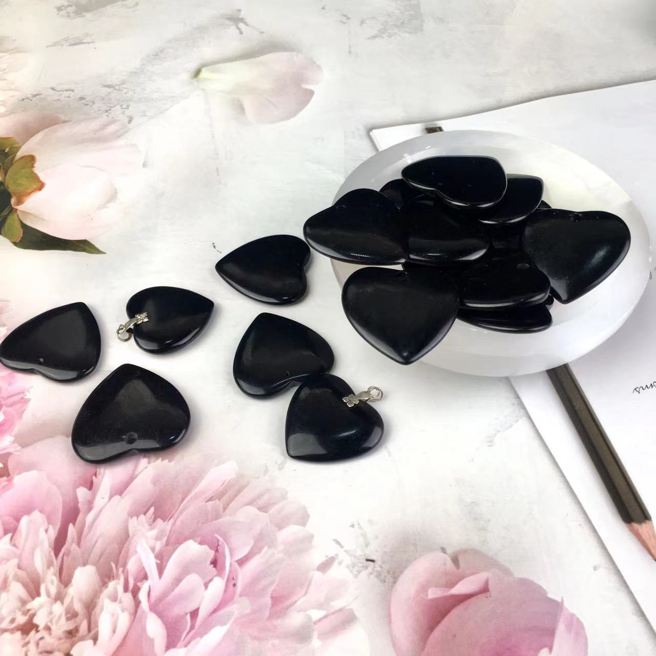 High quality wholesale Natural Crystal Black Obsidian pendant For Decoration