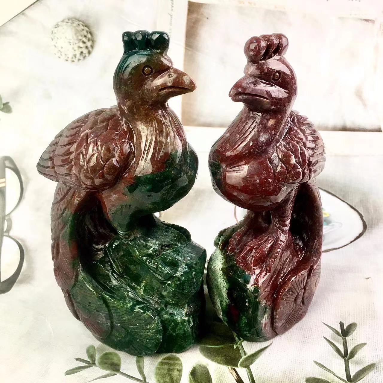 Natural crystal Ocean jasper Carvings Peacock Hand Carved Crystal gemstone for decoration