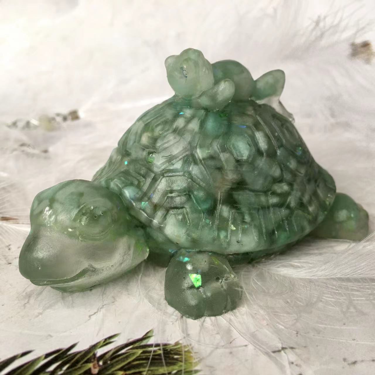 Natural healing crystals gravel chip carving epoxy resin crystal crafts crystal animal turtle