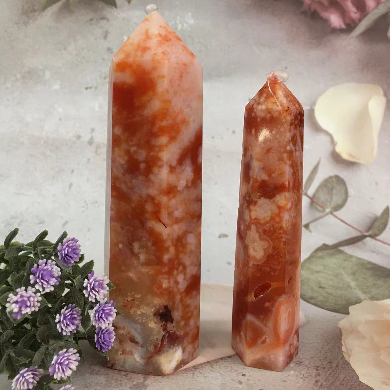 Wholesale high quality reiki natural crystal Red sakure agate tower for decoraiotion 1kg