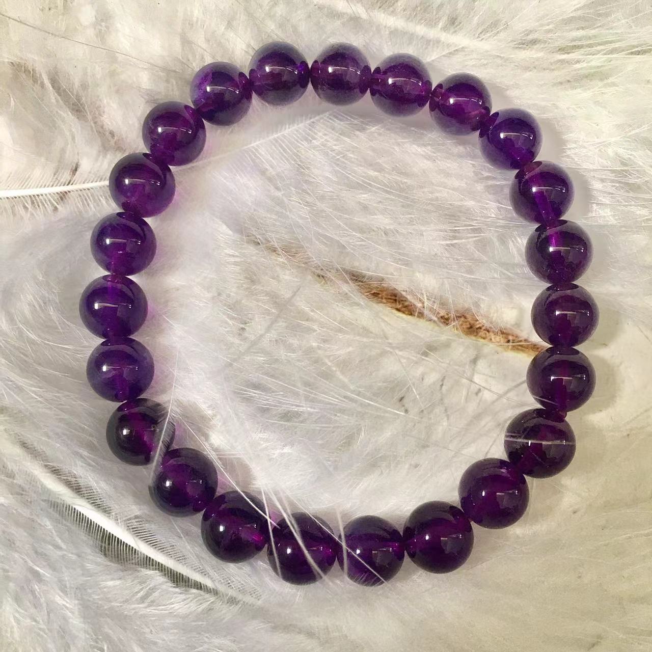 8MM Natural Amethyst Crystal Energy Stone Elastic Stretchable Amethyst Beads Bracelet