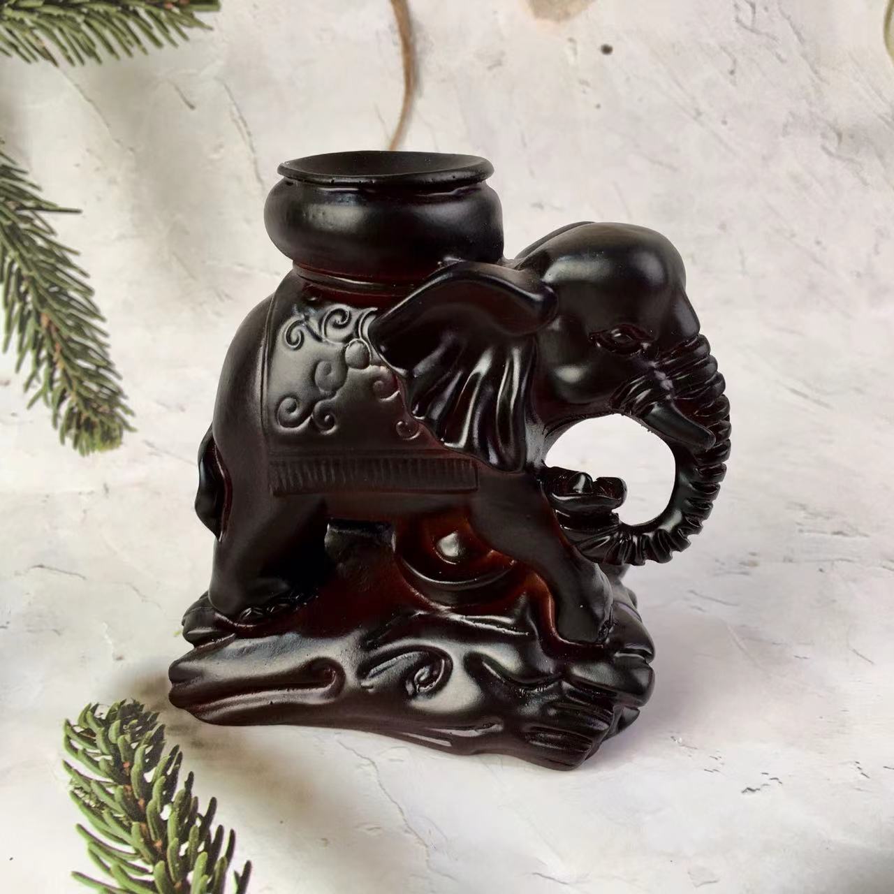 Wholesale high quality carved elephant crystal sphere stand resin elephant shape display stand