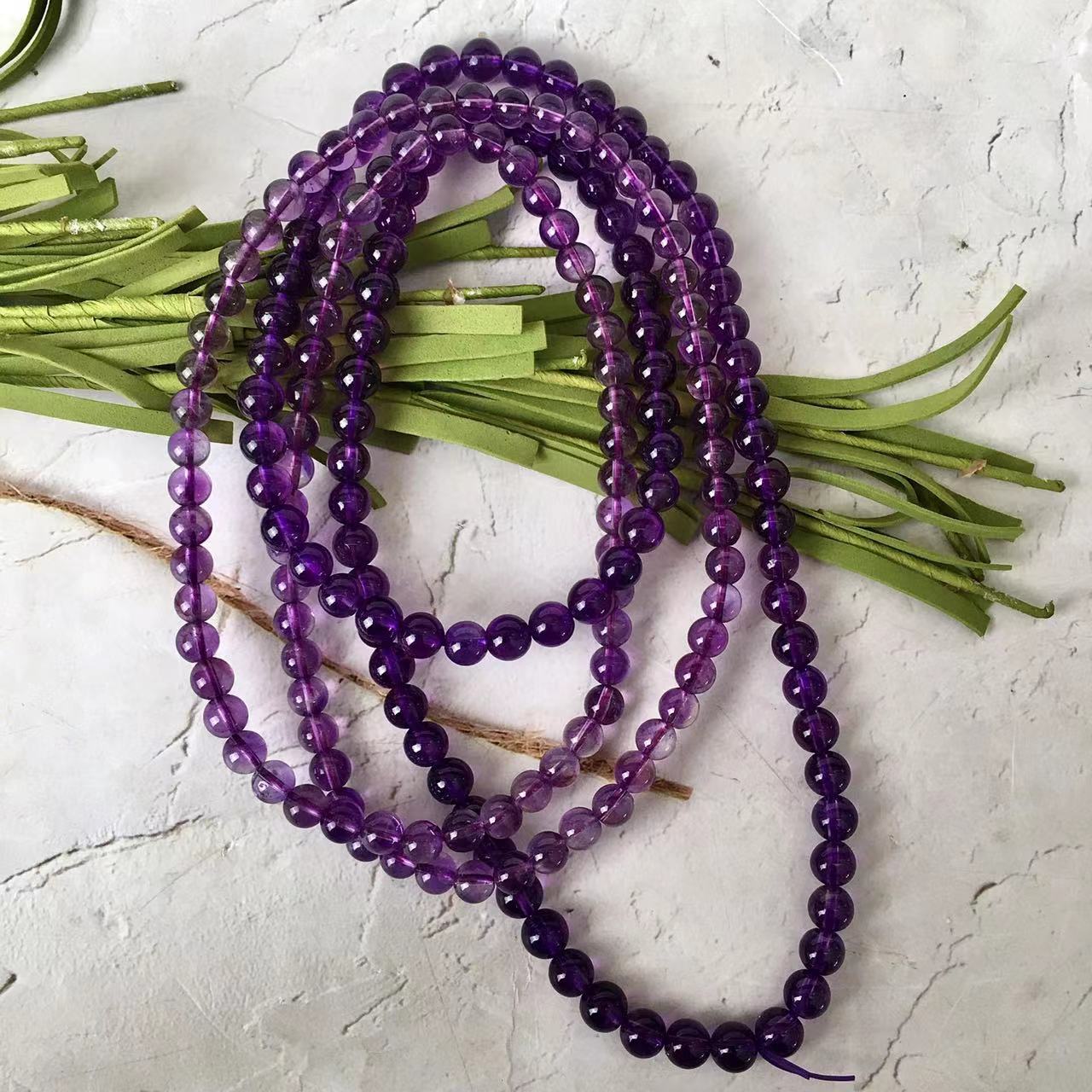 5mm Natural Amethyst Crystal Energy Stone Elastic Stretchable Amethyst Beads mutil turn Bracelet