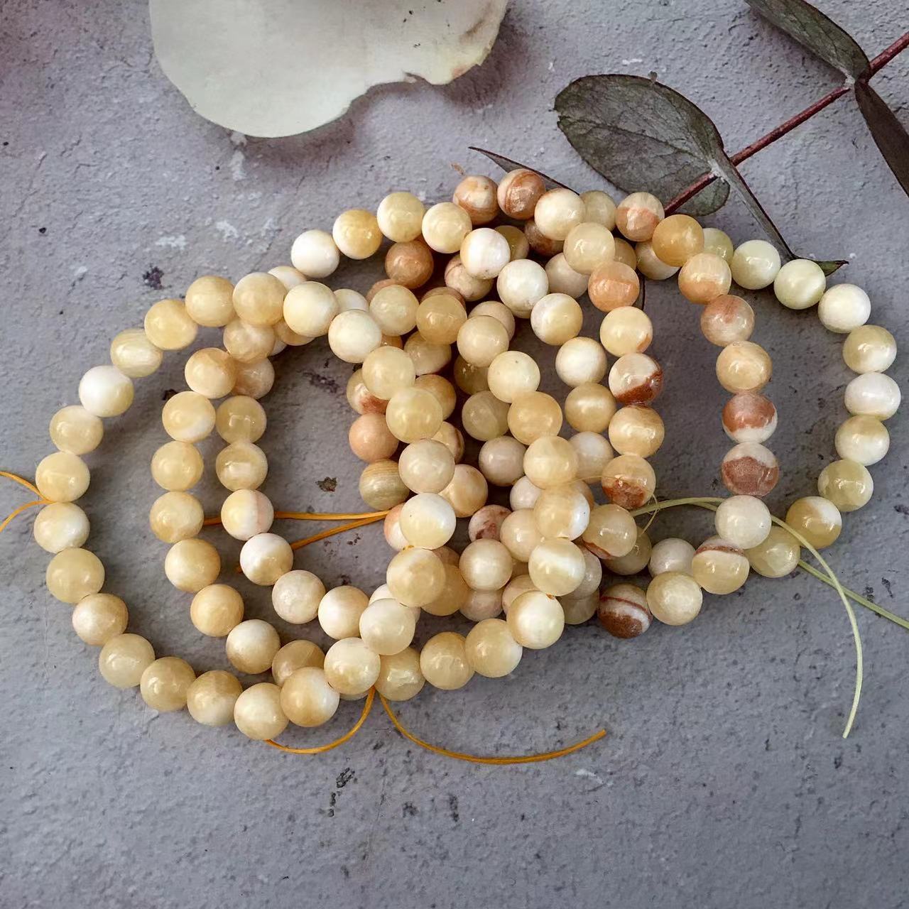 Natural crystal Golden Tridacna Stone Bracelet 8mm/12mm Meditation Mala Grounding Stone Protection