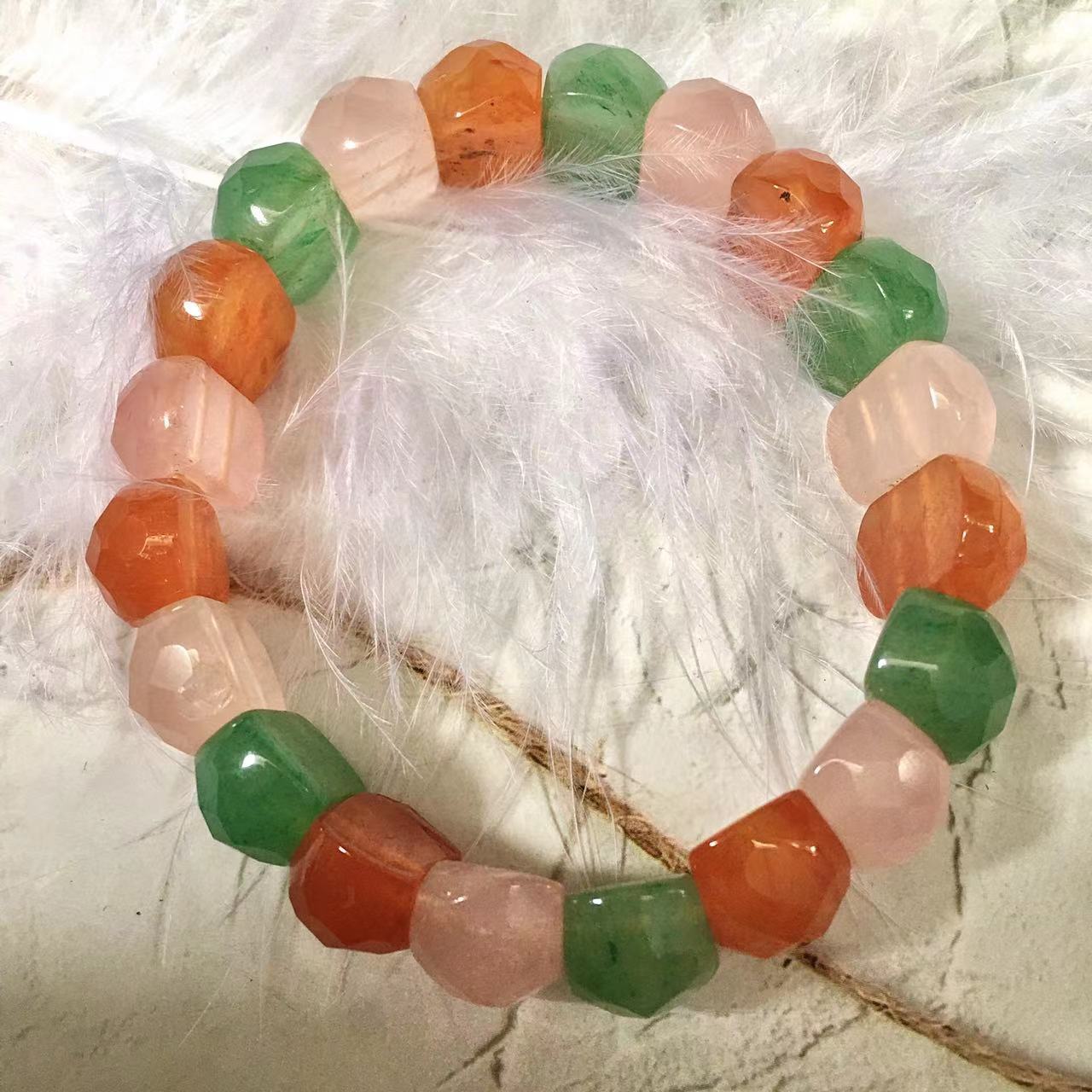 Gorgeous Bracelet Bangle Rose Quartz Mix crystal Double Drill Bracelet