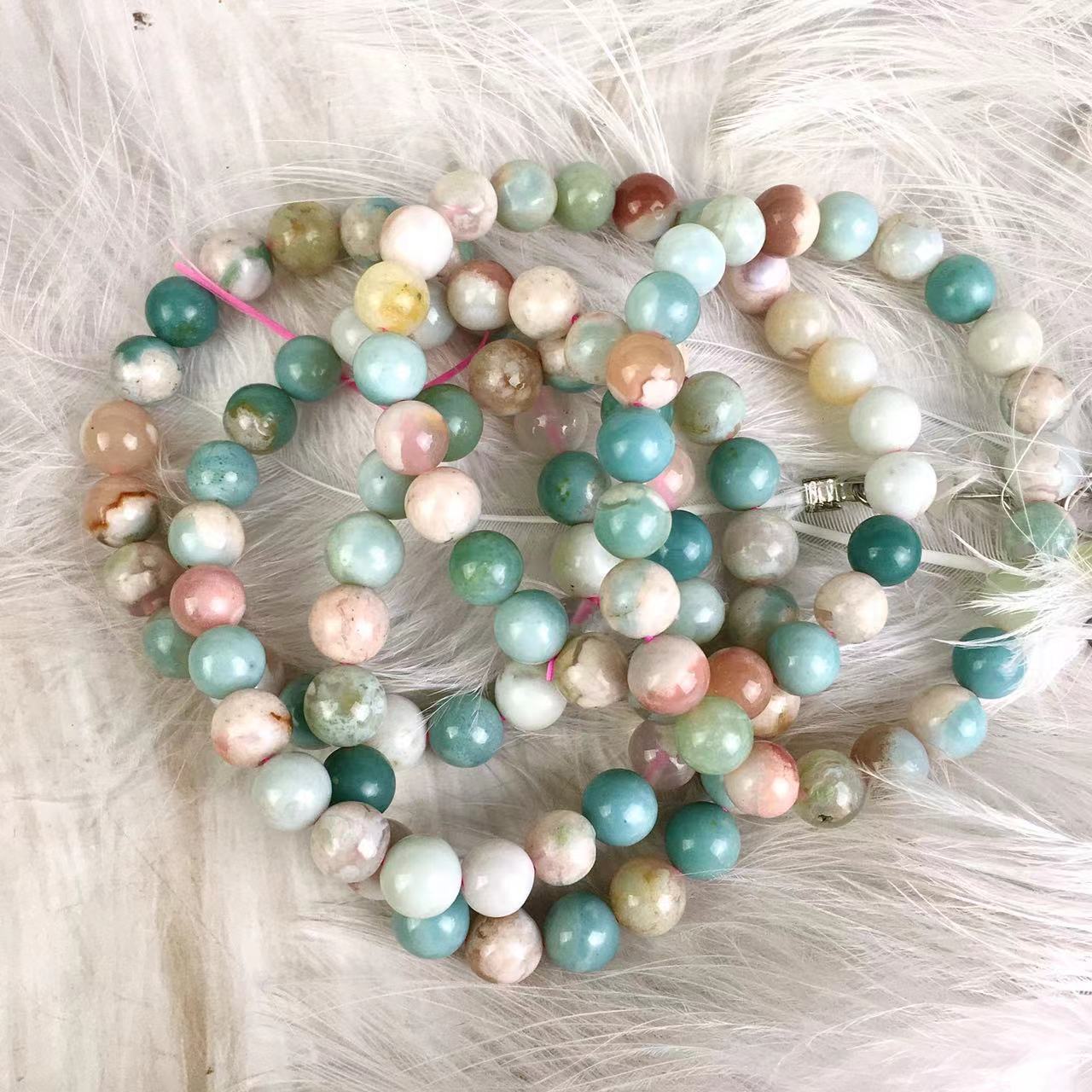 Wholesale natural quartz bead bracelets green sakura cherry blossom flower agate crystal bracelet 8mm and 9mm
