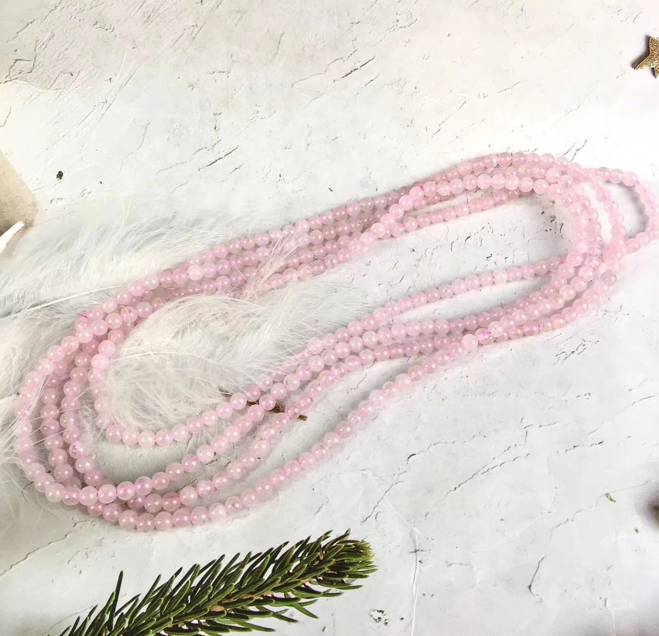 Natural 6.5mm Multi turn Rose Quartz Crystal Energy Stone Beads Elastic Stretchable Bracelet Healing Power