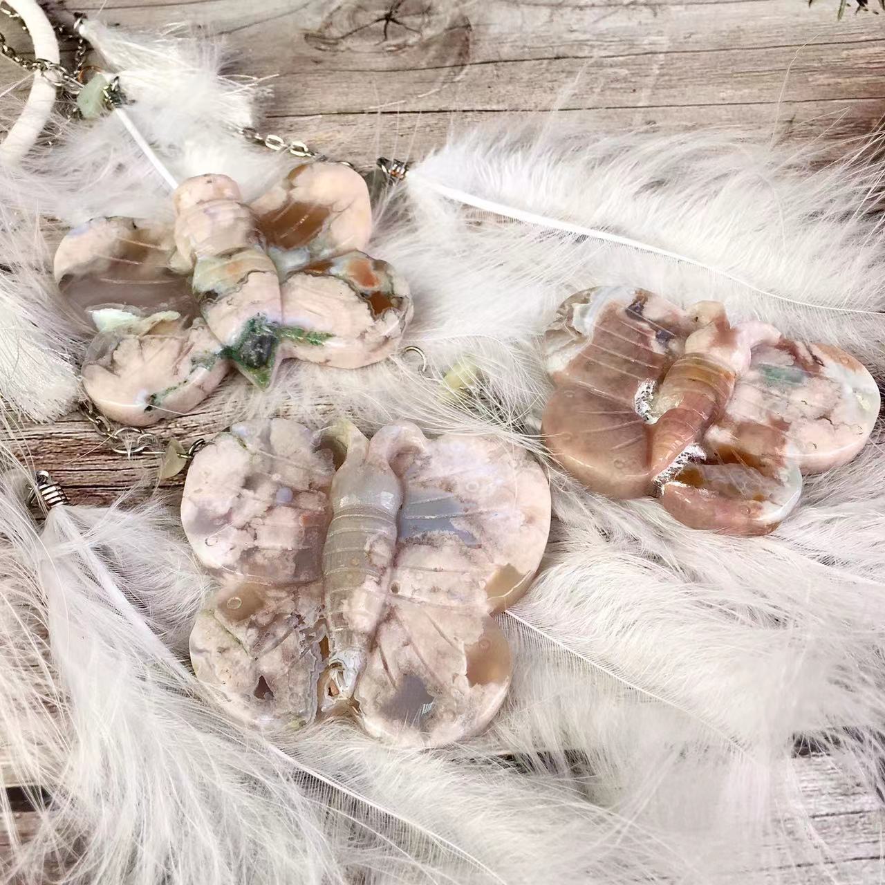 Wholesale natural Sakura Agate butterfly Crystal Hand Craved For Decoration