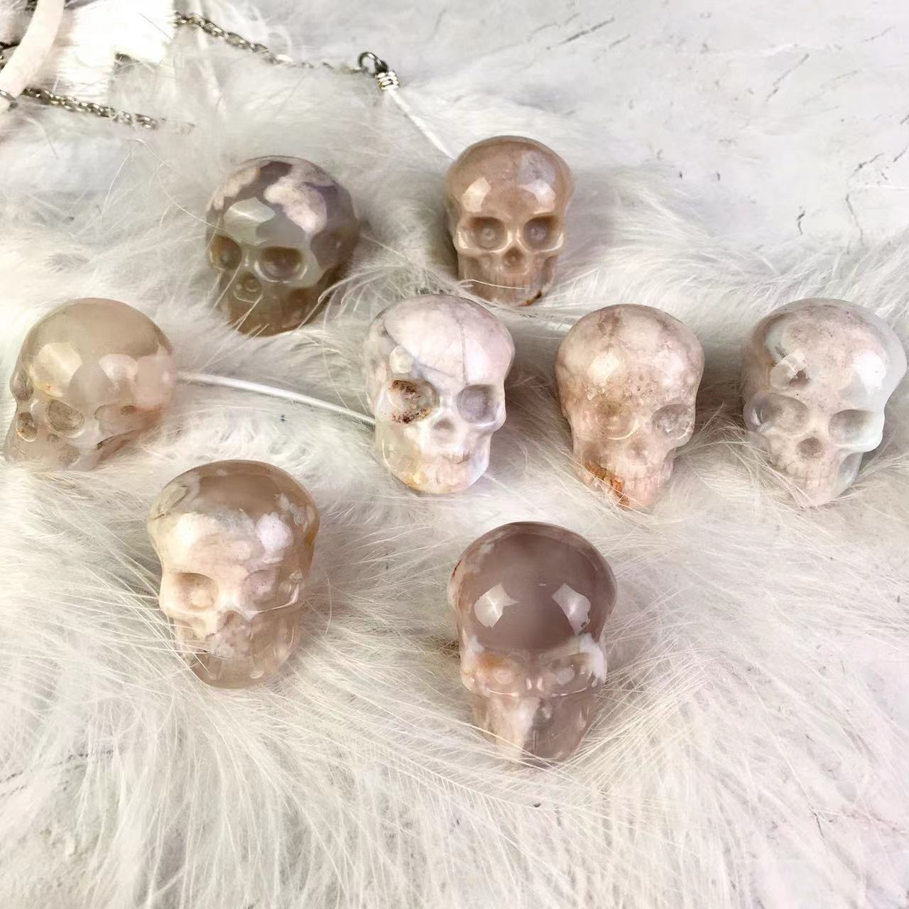 Wholesale Natural High Quality Hand Made sakura agate skulls for Decoration