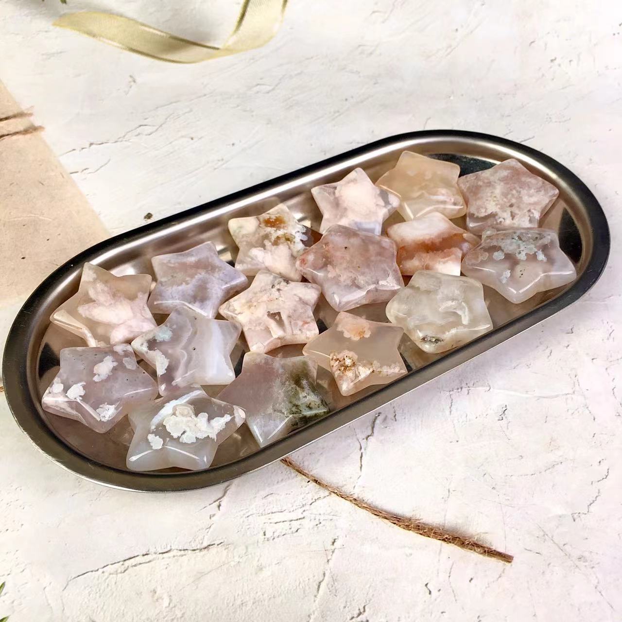 Wholesale natural sakura agate star crystal quartz five-points for decoration