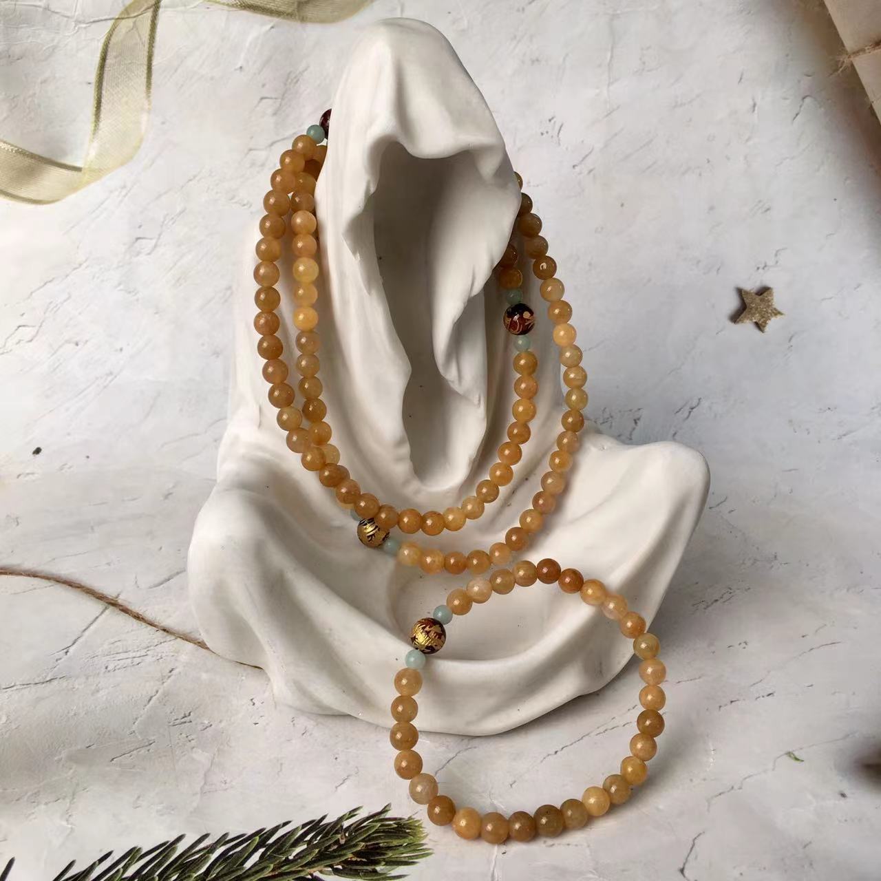 Wholesale high quality Natural Crystal Rabbit Hair Rutilated Quartz Yellow Rabbit Hair Rutilated Quartz Bracelet 6mm