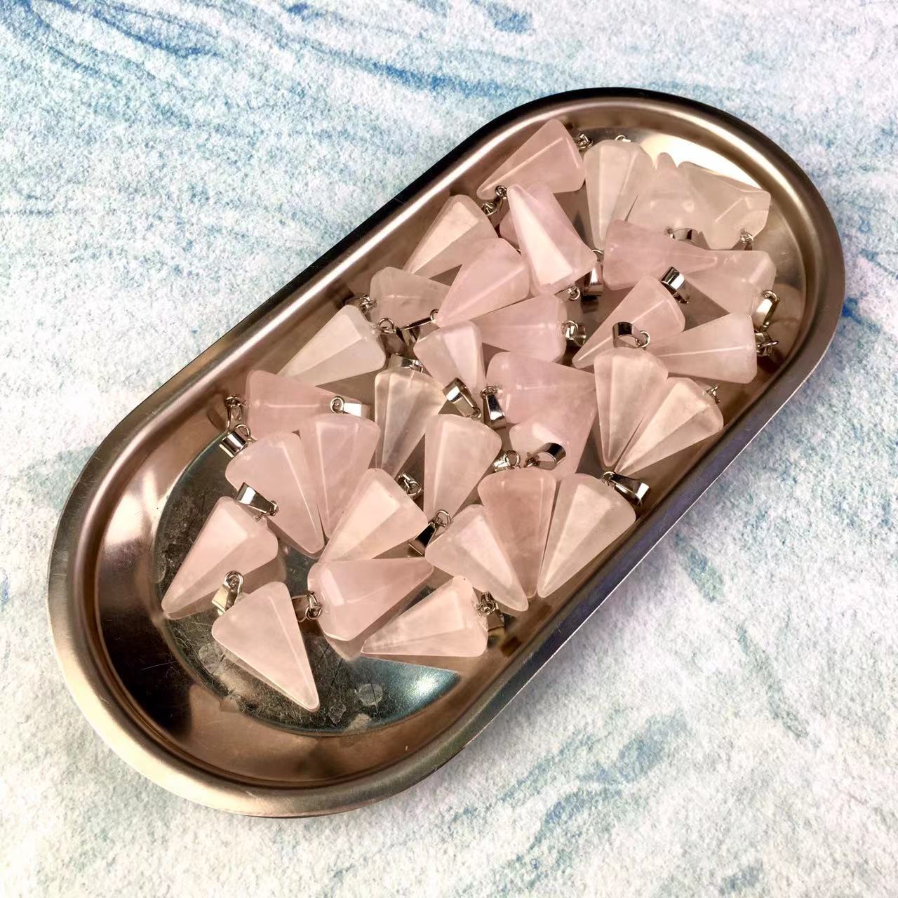 High quality wholesale Natural Crystal rose quartz pendant For Decoration 1 pc