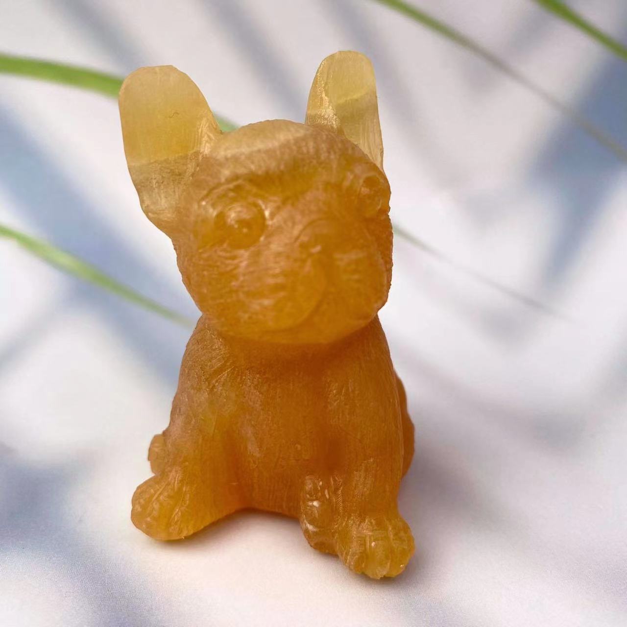 Natural Healing Crystal Animal French Bulldog Carving For Home Decoration