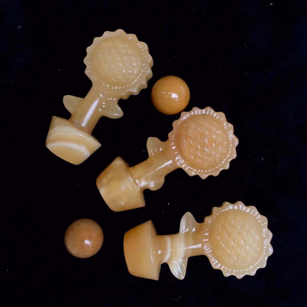 Wholesale Natural Gemstone Carved Stone Orange Calcite Sunflower For Gift