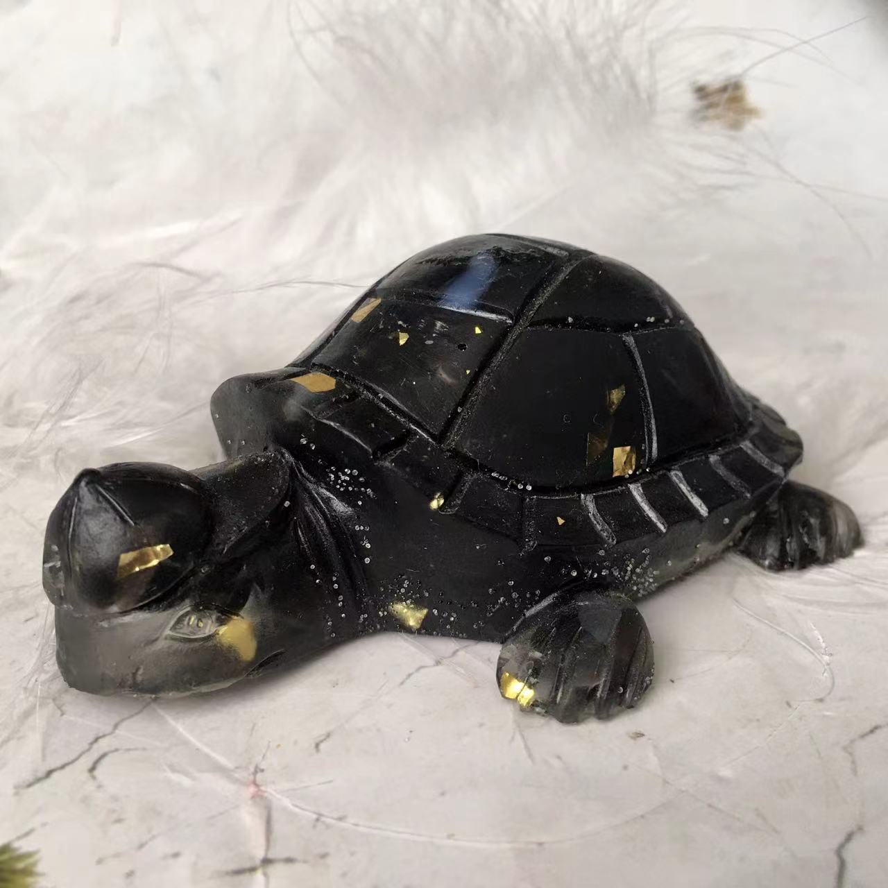 Natural healing crystals gravel chip carving epoxy resin crystal crafts crystal animal turtle