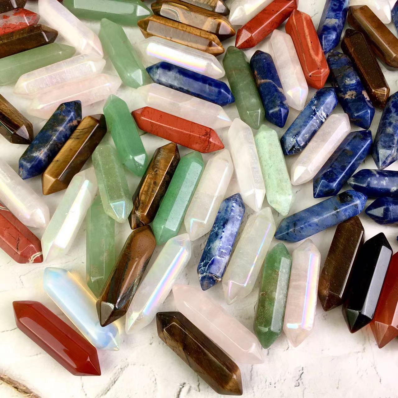 small size point multi materials available crystal and stone pendants healing stones crystal double point For Decoration