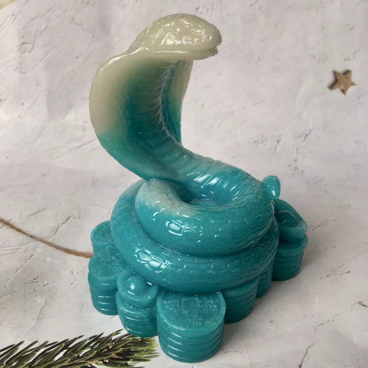 Multi color Snake Polished Carving Luminous Crystal Carved Snake