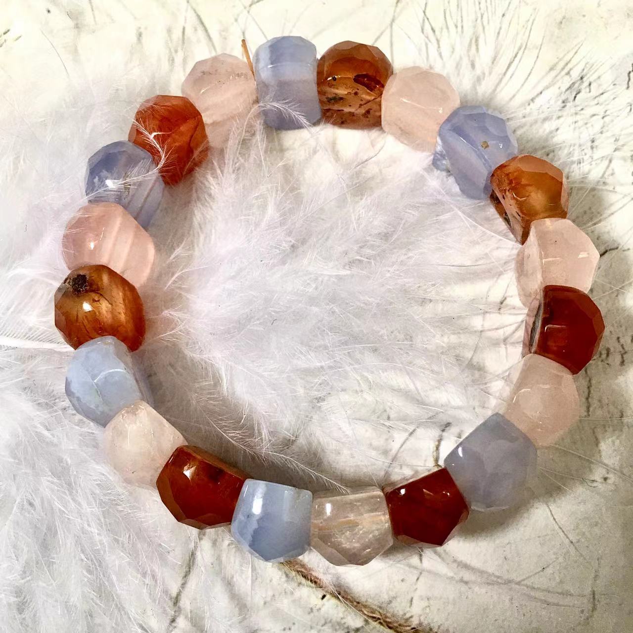 Gorgeous Bracelet Bangle Rose Quartz Mix crystal Double Drill Bracelet
