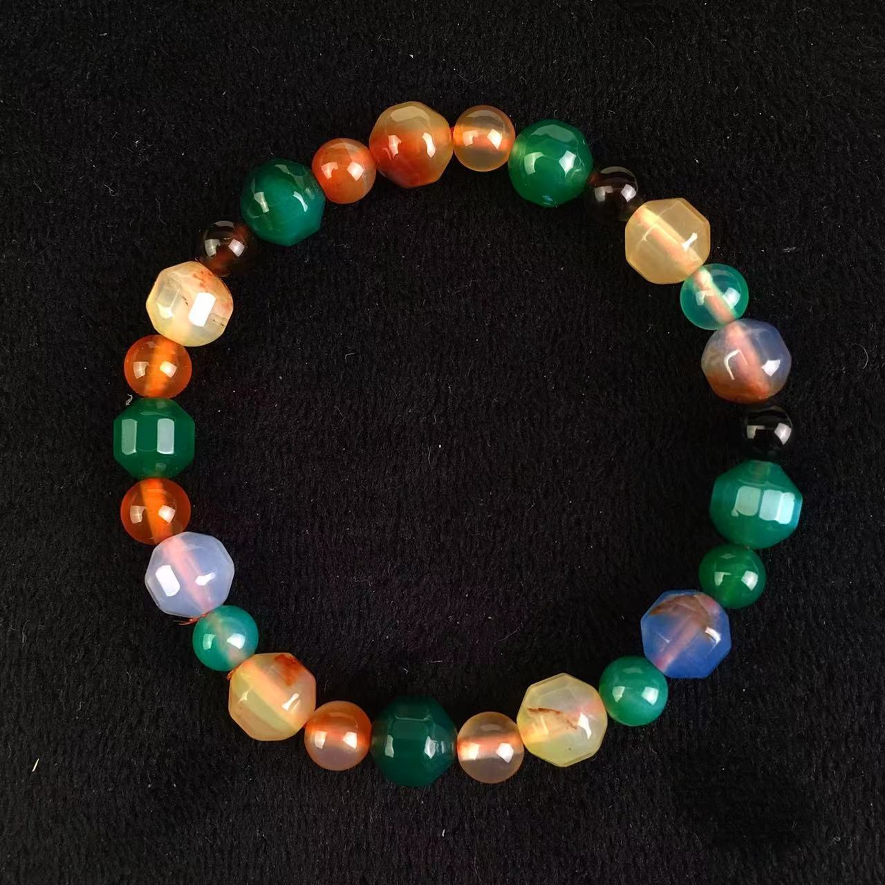 New Natural Stone Beaded Bracelet Colorful Agate Beaded Bracelet 8mm