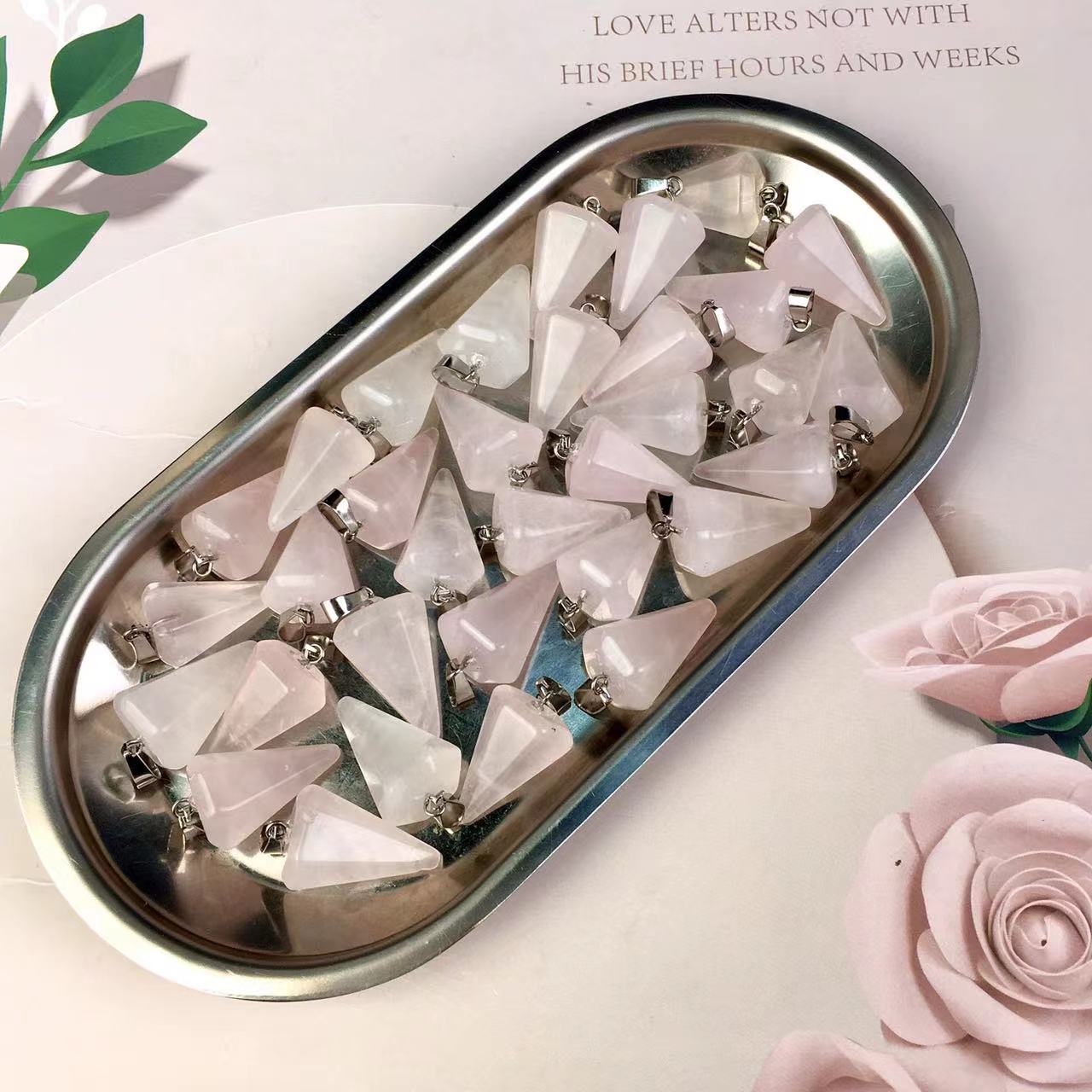 High quality wholesale Natural Crystal rose quartz pendant For Decoration 1 pc