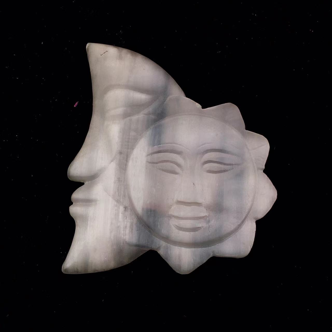 Wholesale high quality reiki natural crystal selenite moon and sun carving for decoraiotion