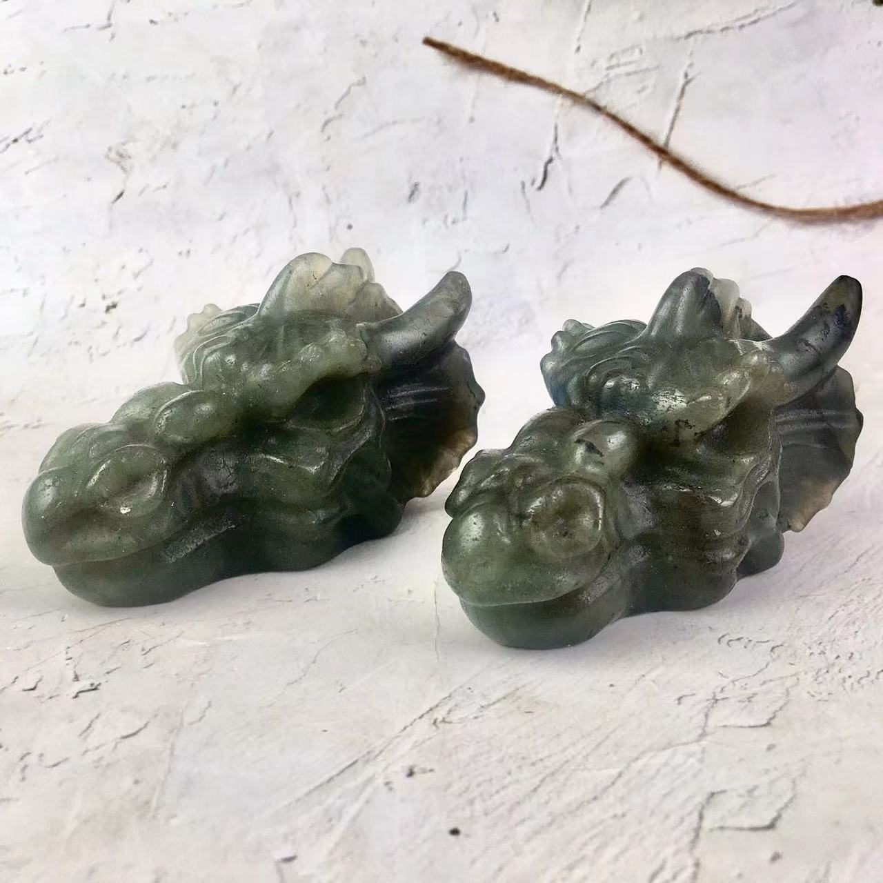 Wholesale Natural factory price labradorite dragon head high quality polished crafts flash carving for decoration and sale