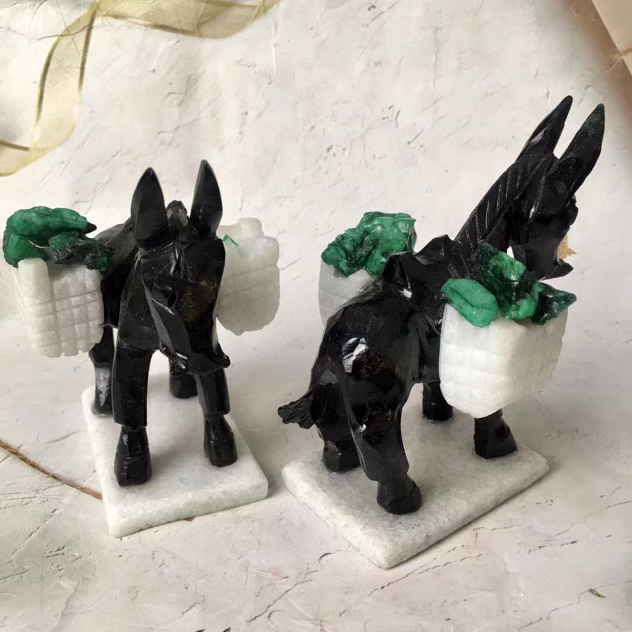 Wholesale Natural Crystal High Quality Black Obsidian donkey for gifts Ornament