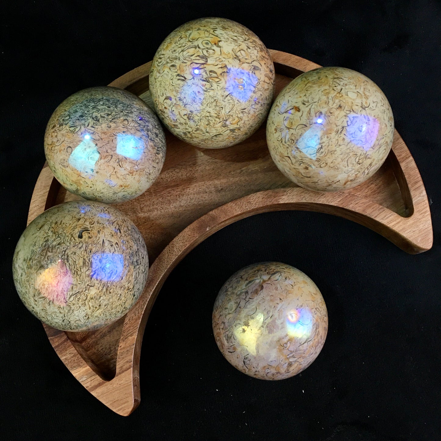 Wholesale high quality reiki natural Aura fossil Healing stone sphere ($29/kg) for decoraiotion1kg