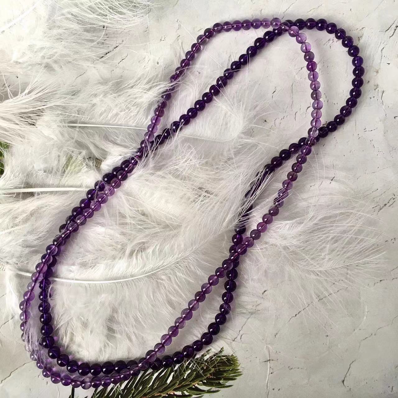 5mm Natural Amethyst Crystal Energy Stone Elastic Stretchable Amethyst Beads mutil turn Bracelet