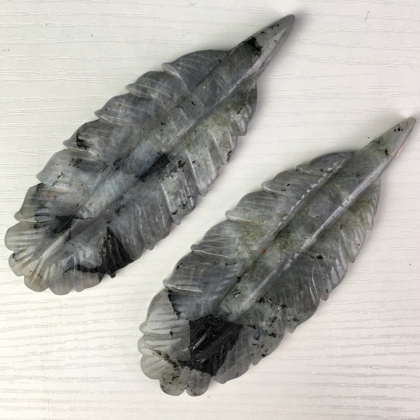 Wholesale Natural labradorite Crystal Carved halloween Ghost With Indian Feather for decoraiotion