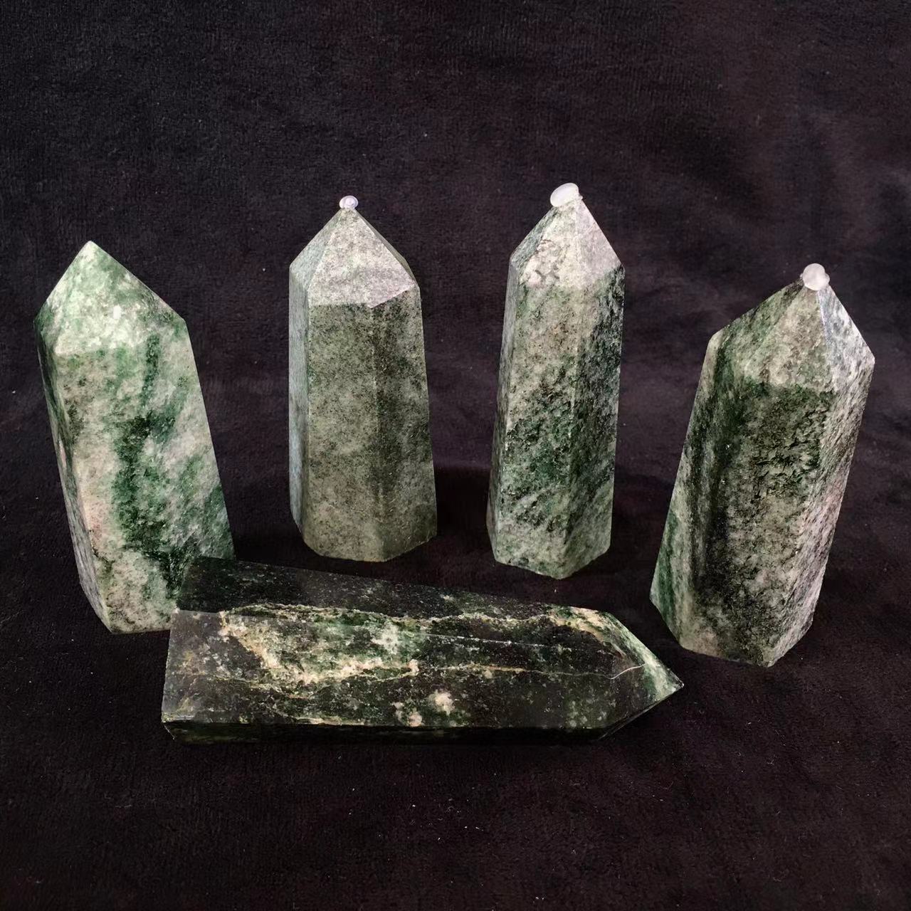 Wholesale high quality Natural Crystal Green Rutilated Tower for decoration 1kg