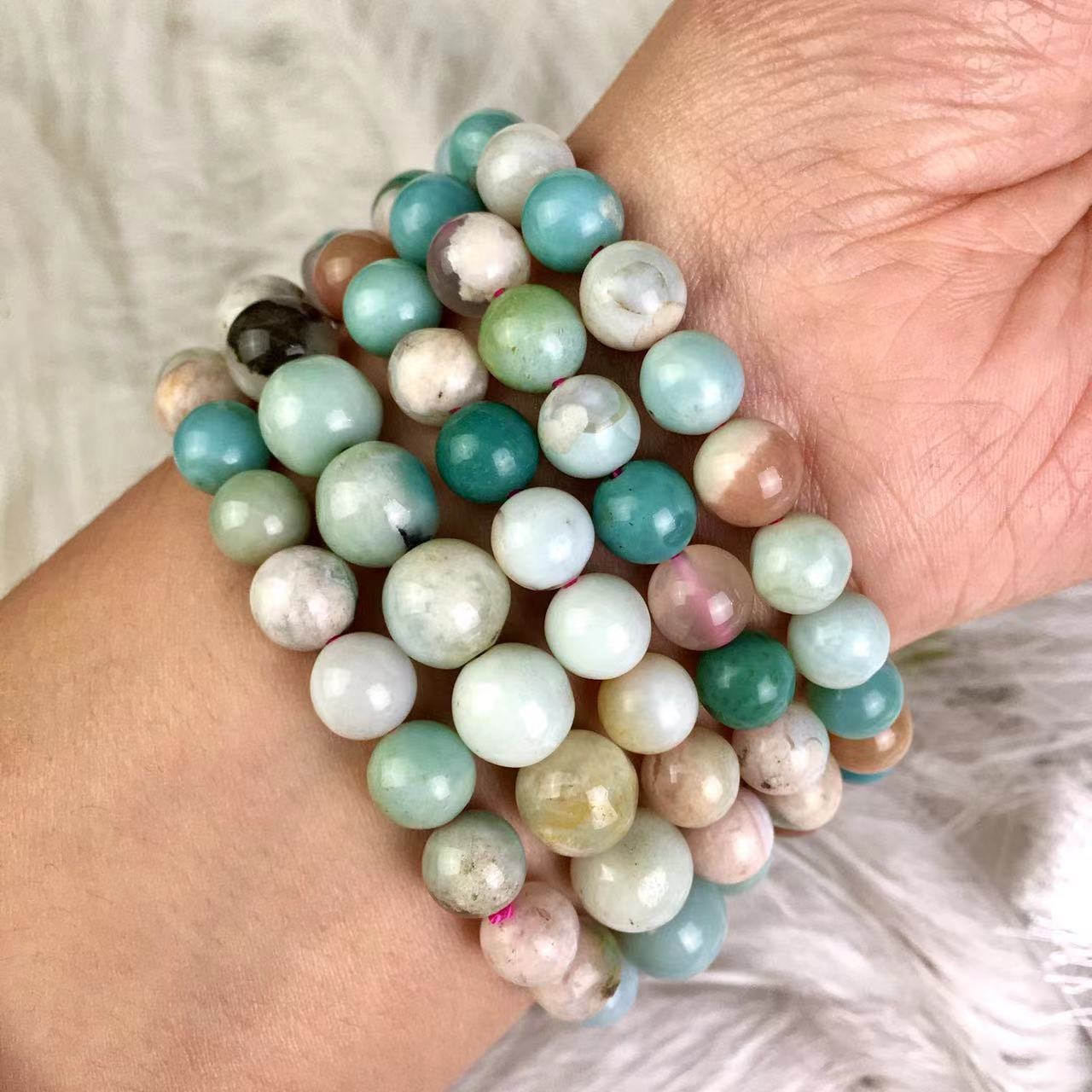 Wholesale natural quartz bead bracelets green sakura cherry blossom flower agate crystal bracelet 8mm and 9mm