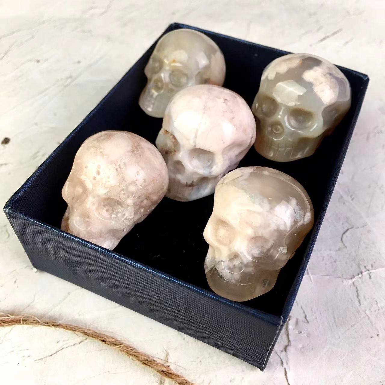 Wholesale Natural High Quality Hand Made sakura agate skulls for Decoration