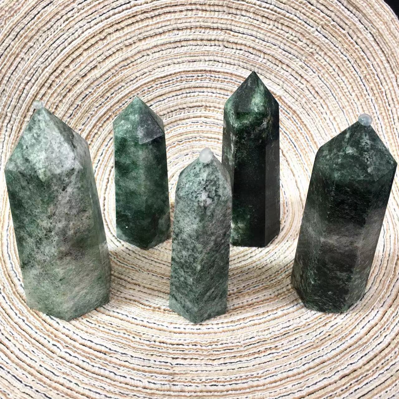 Wholesale high quality Natural Crystal Green Rutilated Tower for decoration 1kg
