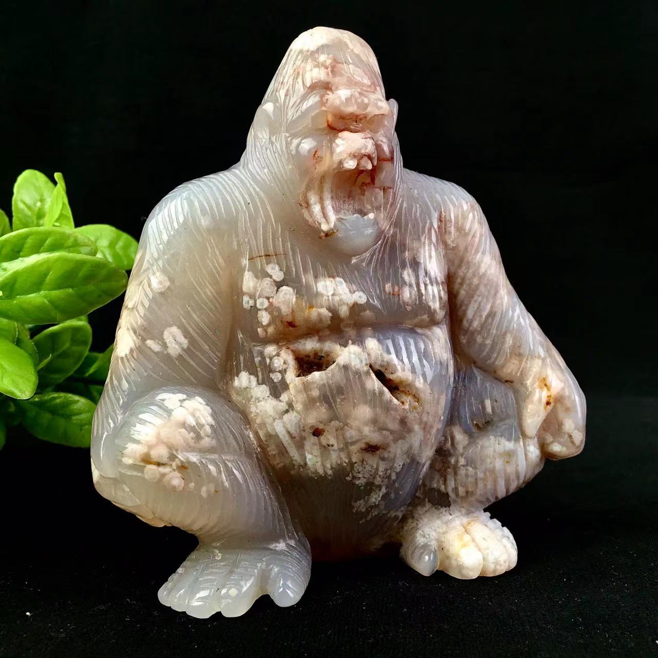 Polished Wholesale Crystal Carved Natural Sakura Agate Orangutan Natural Healing Decoration