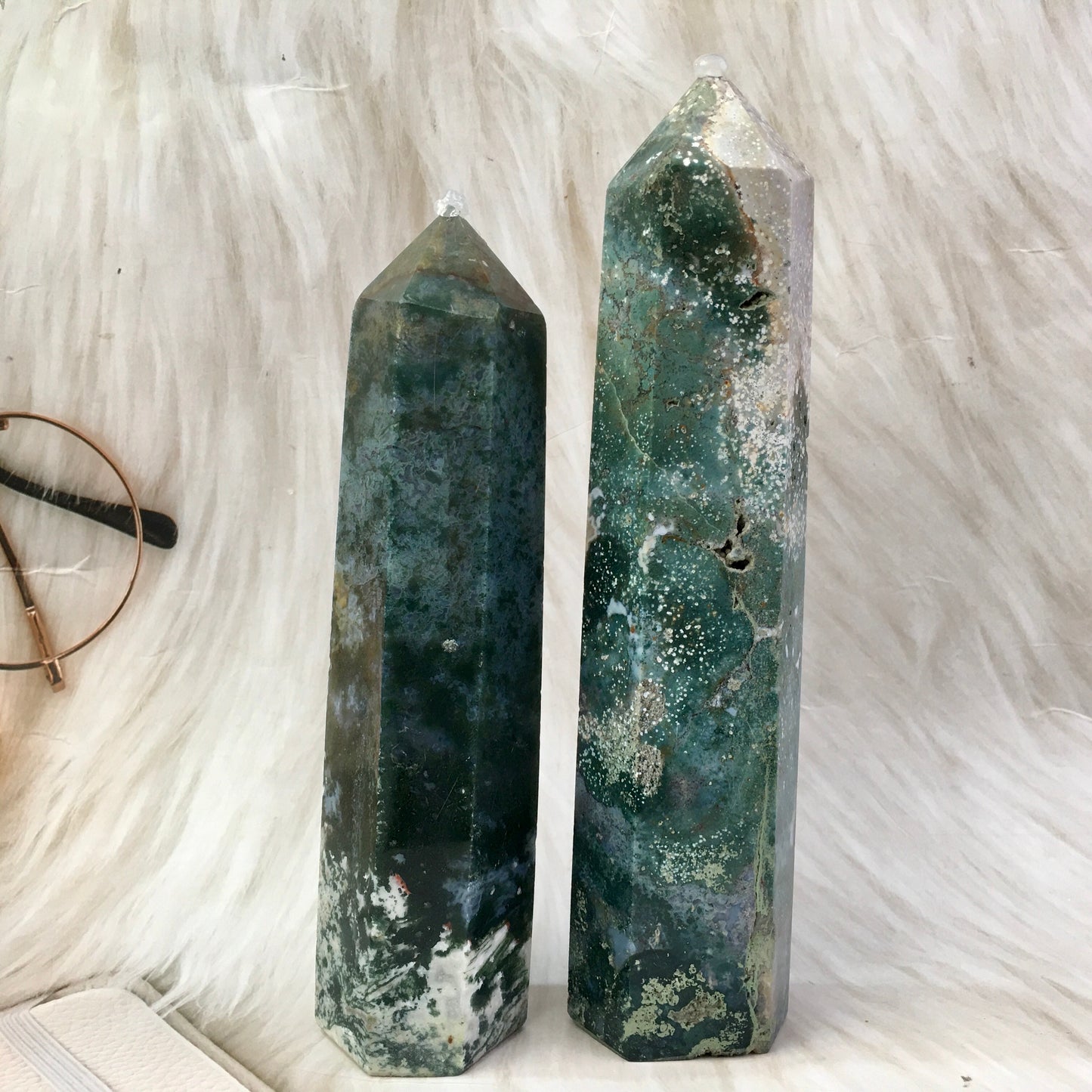 Wholesale natural ocean jasper tower for decoration 1kg
