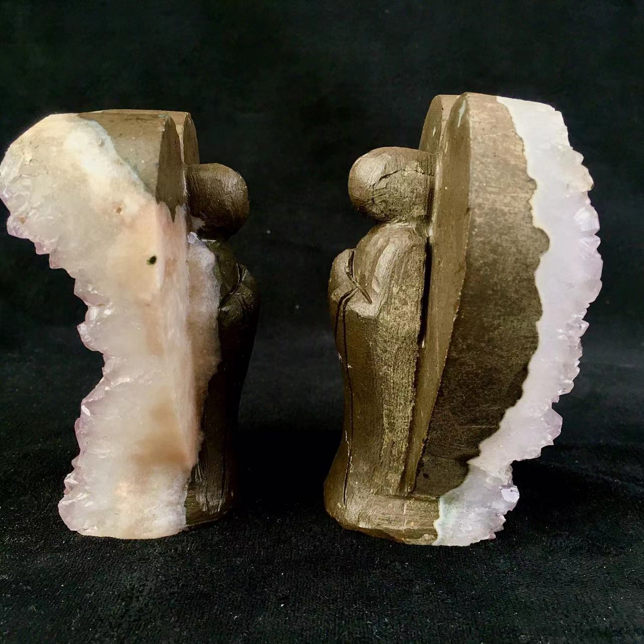 Wholesale high quality reiki natural crystal amethyst cluster angle carving for decoraiotion