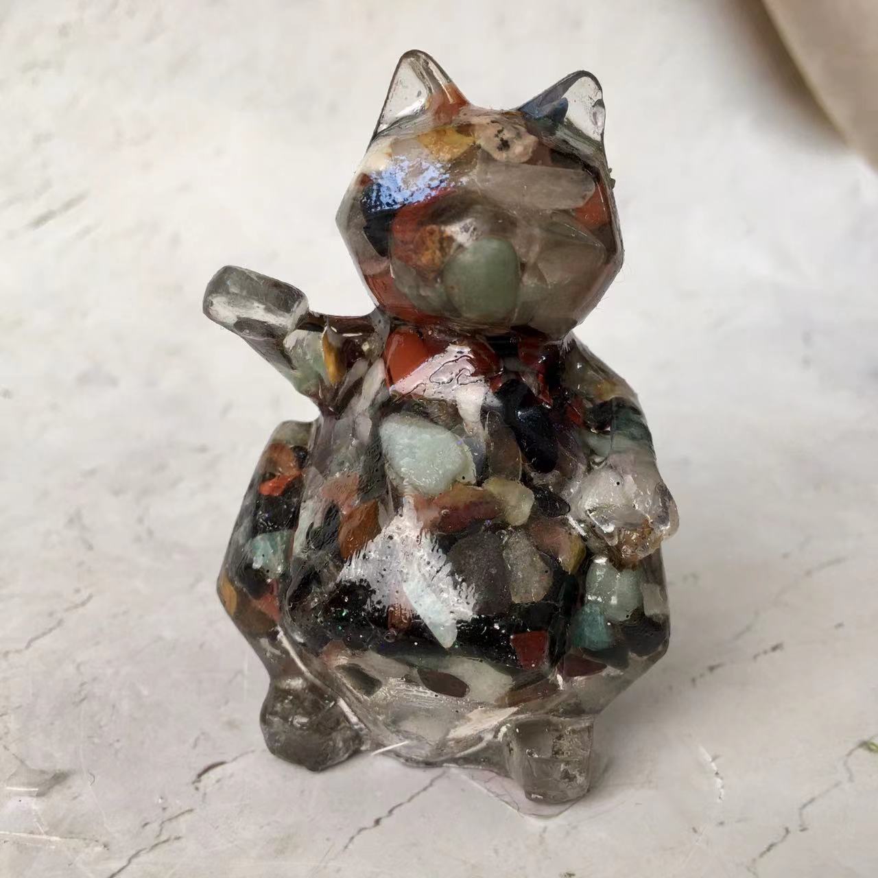 Wholesale resin money fortune cat carveds animal gift folk crafts healing souvenirs decoration