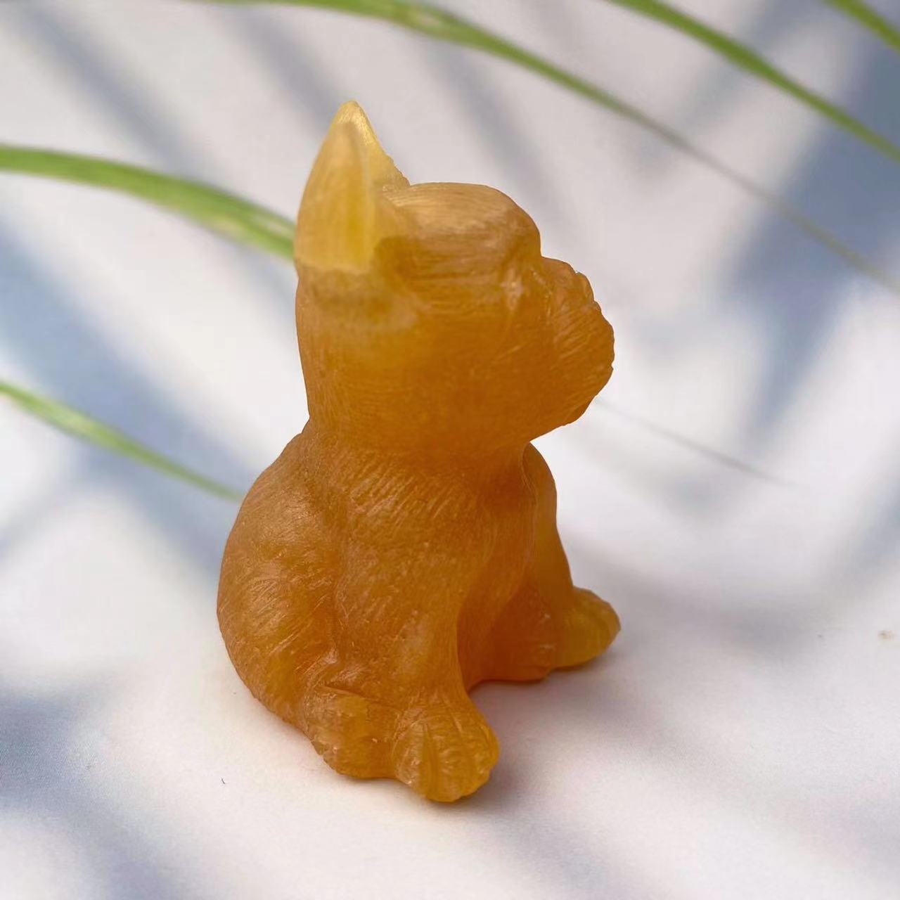 Natural Healing Crystal Animal French Bulldog Carving For Home Decoration
