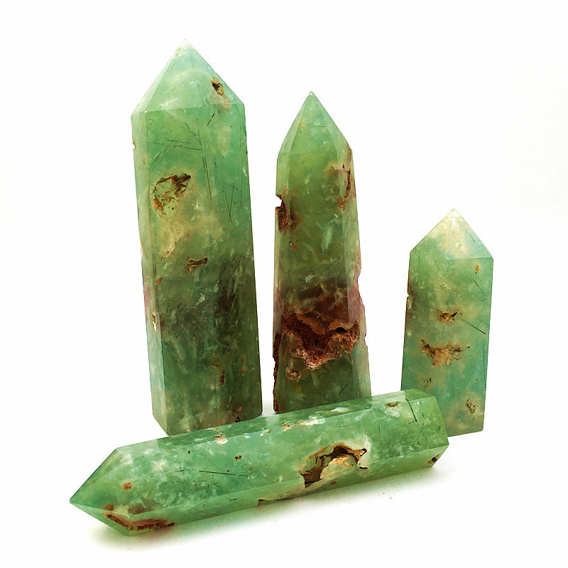 Wholesale high quality crystals prehnite tower for decoraiotion 1kg