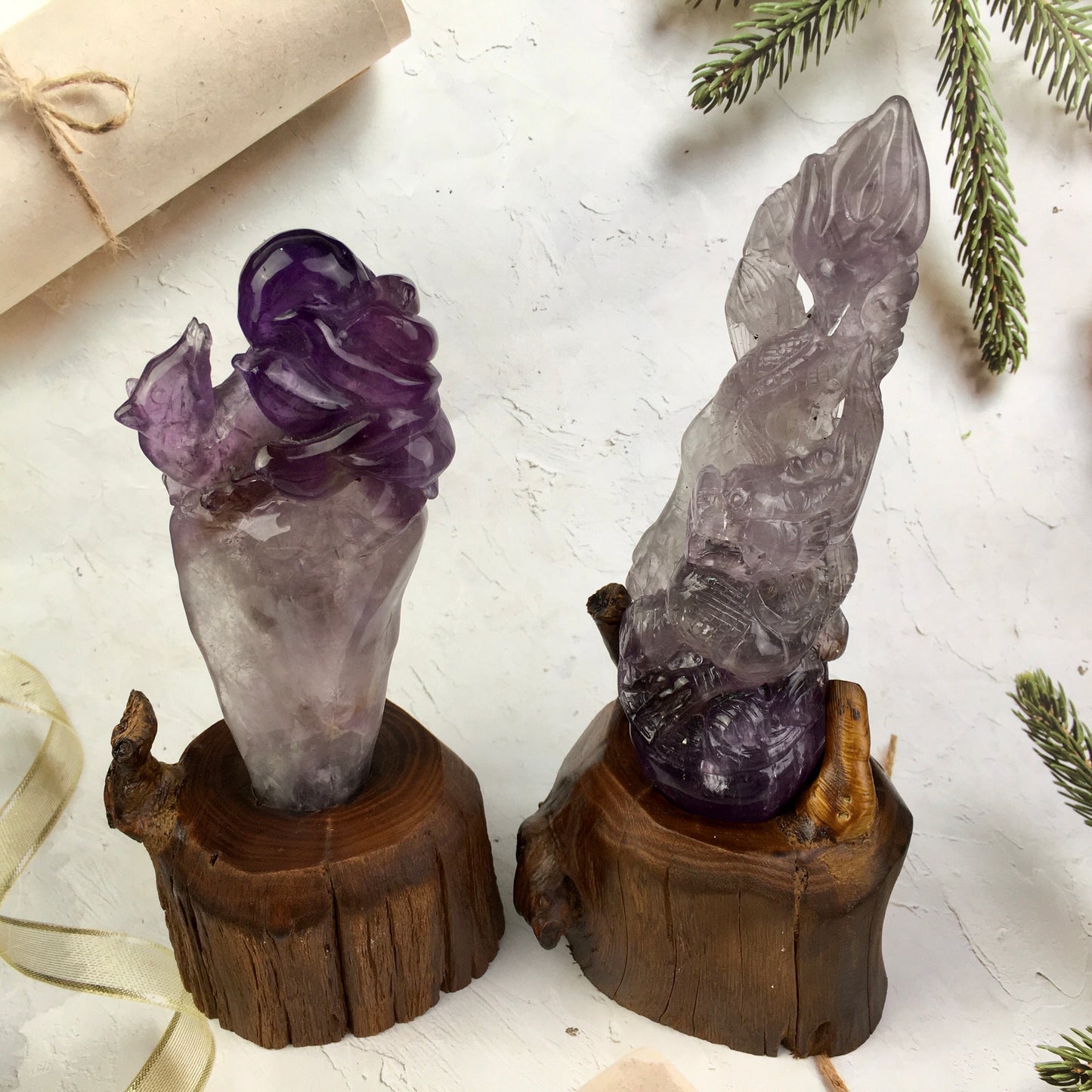 Wholesale natual crystals healing stones amethyst fox and dragon wand crystal amethyst wand for decoraiotion