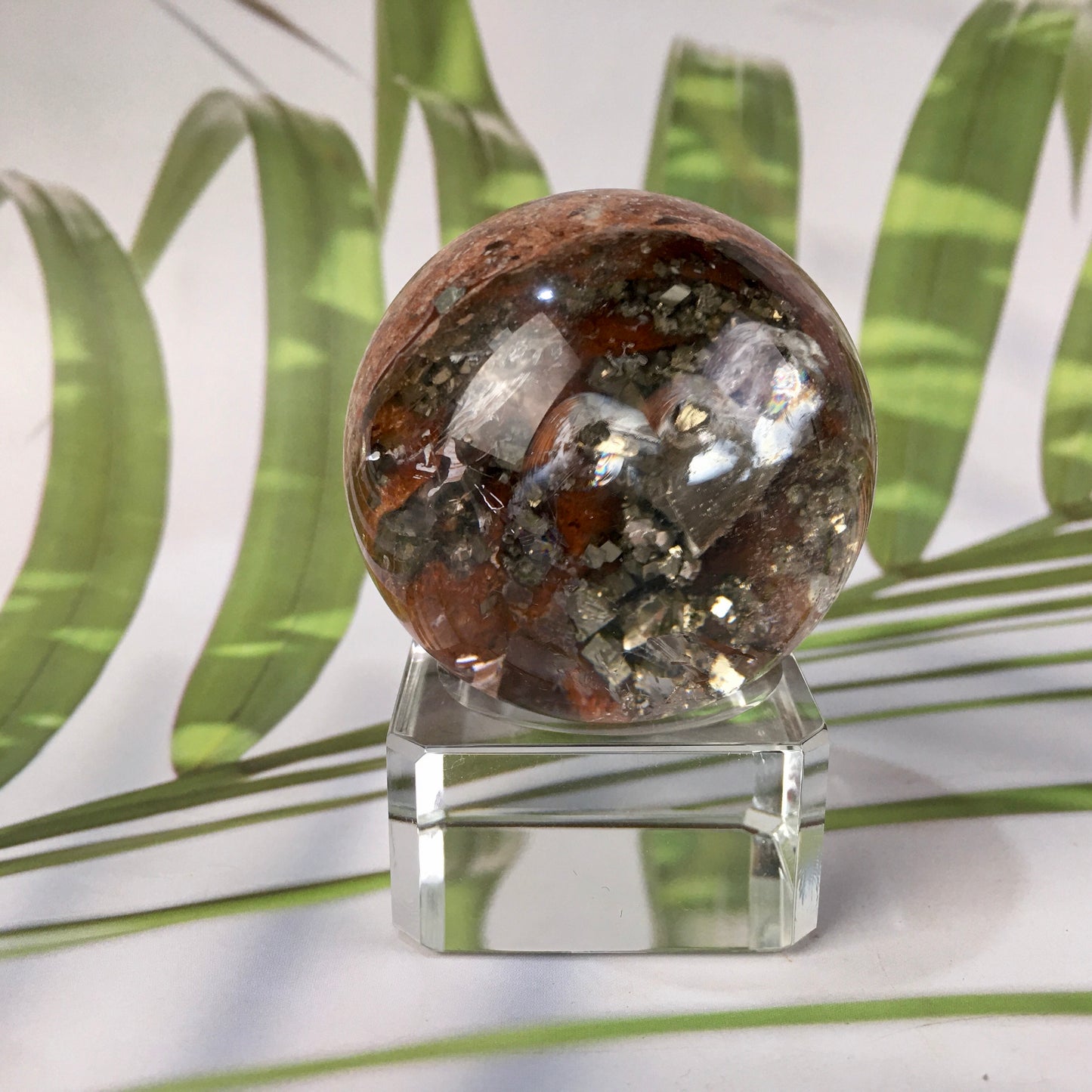 Wholesale Natural Healing Garden quartz sphere with pyrite crystal for decoration 1 pc
