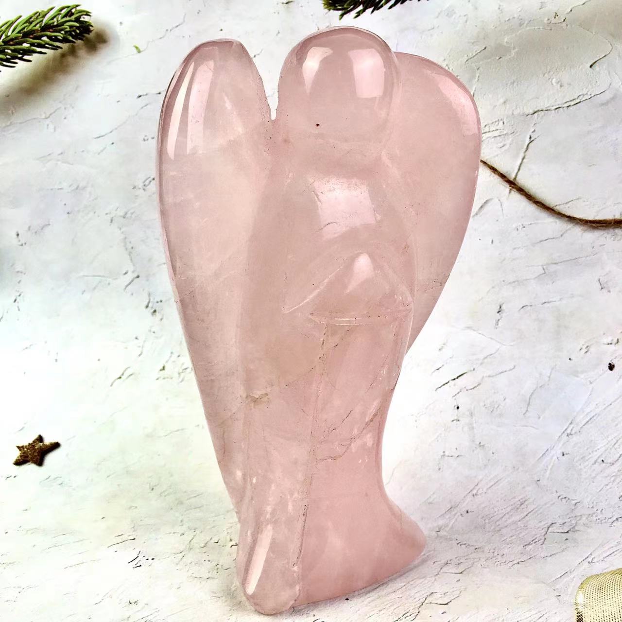 wholesale natural pink crystal rose quartz big angel statues