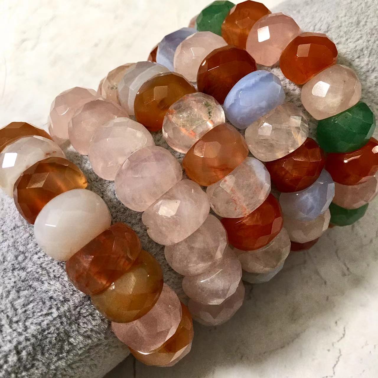 Gorgeous Bracelet Bangle Rose Quartz Mix crystal Double Drill Bracelet