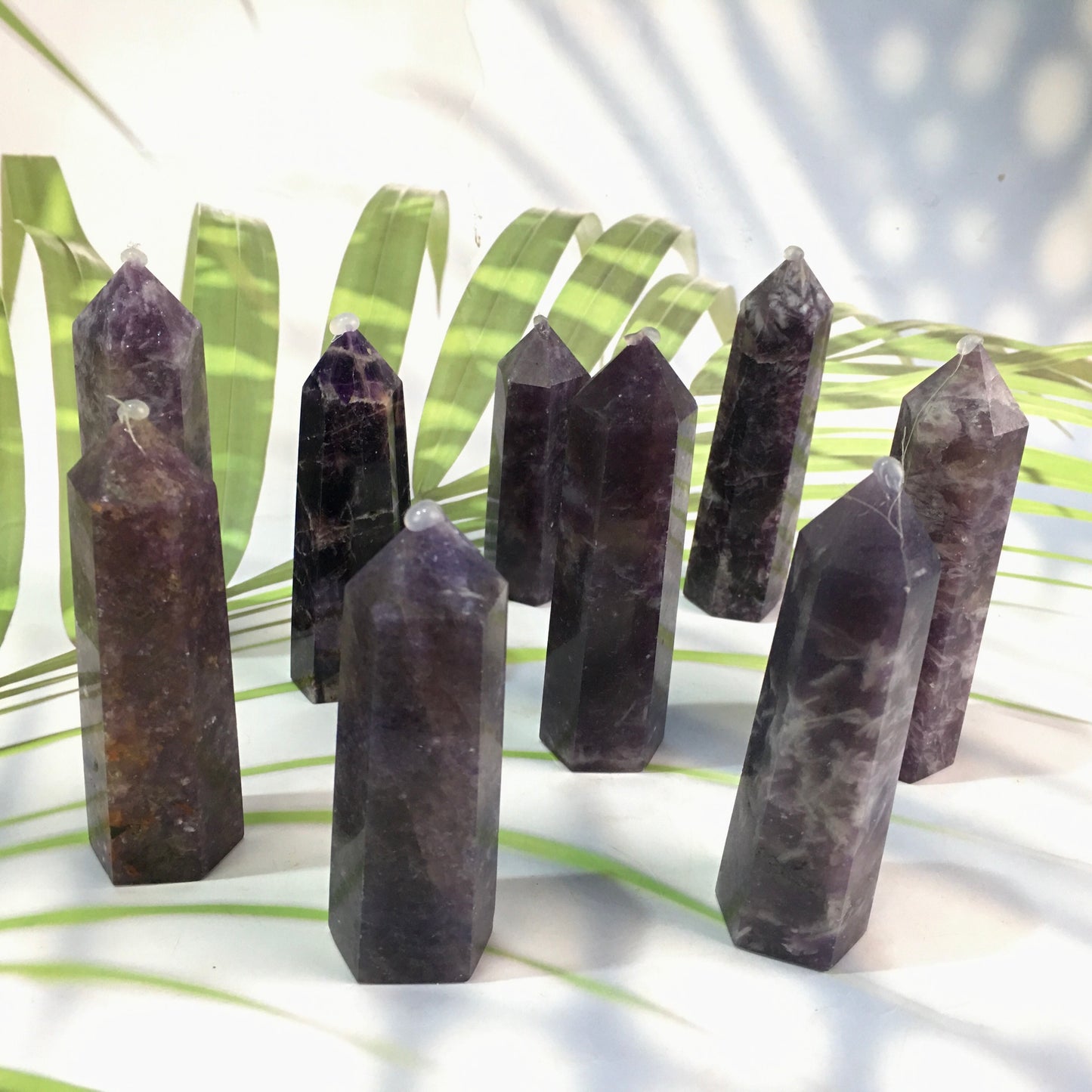 Wholesale natural healing tourmaline purple mica tower for decoration 1kg